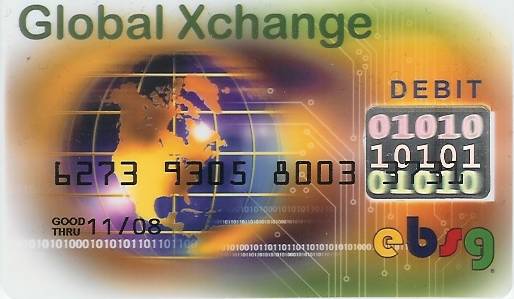 Debit card from the Global Xchange company. Debit card from the Global Xchange company.